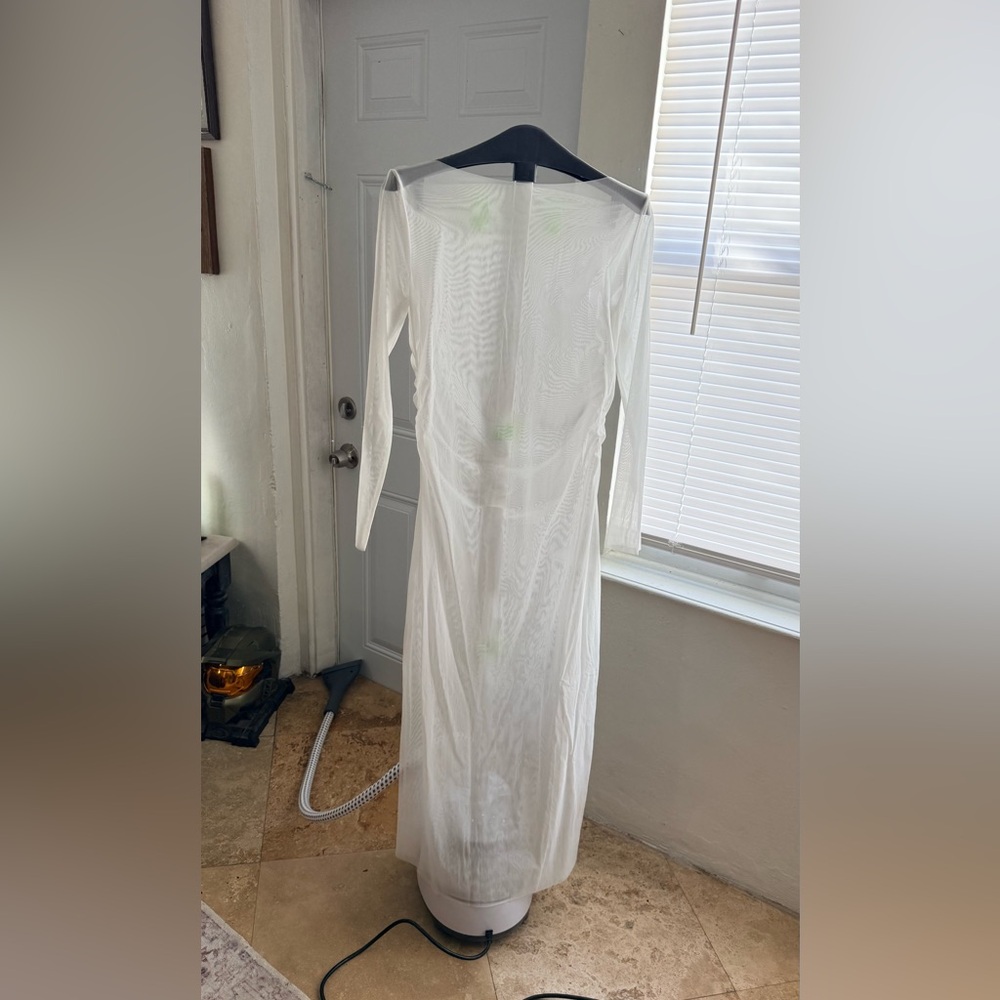 Elegant Sheer White Long Sleeve Overdress Dress - NWT - Popilush Shapewear